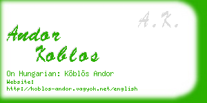 andor koblos business card